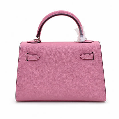 Mini Kelly II Sellier 19cm & 22cm Rose Confetti Epsom Leather Palladium Hardware Women Mini Handbag