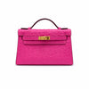 Mini Kelly Sellier 22cm Rose Tyrien Ostrich Leather Gold Hardware Women Mini Handbag