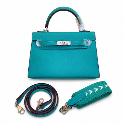 Mini Kelly II Sellier 19cm & 22cm Vert Jade Epsom Leather Palladium Hardware Women Mini Handbag