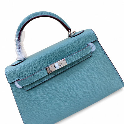 Mini Kelly II Sellier 19cm & 22cm Vert Cypress Epsom Leather Palladium Hardware Women Mini Handbag