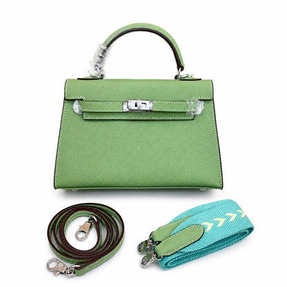 Mini Kelly II Sellier 19cm & 22cm Vert Pistache Epsom Leather Palladium Hardware Women Mini Handbag
