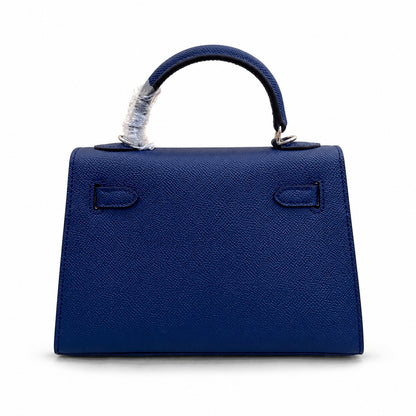 Mini Kelly II Sellier 19cm & 22cm Bleu Nuit Epsom Leather Palladium Hardware Women Mini Handbag