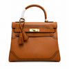 Kelly Sellier Ghillies 28cm Natural Sable Barenia Leather Gold Hardware Women Handbag