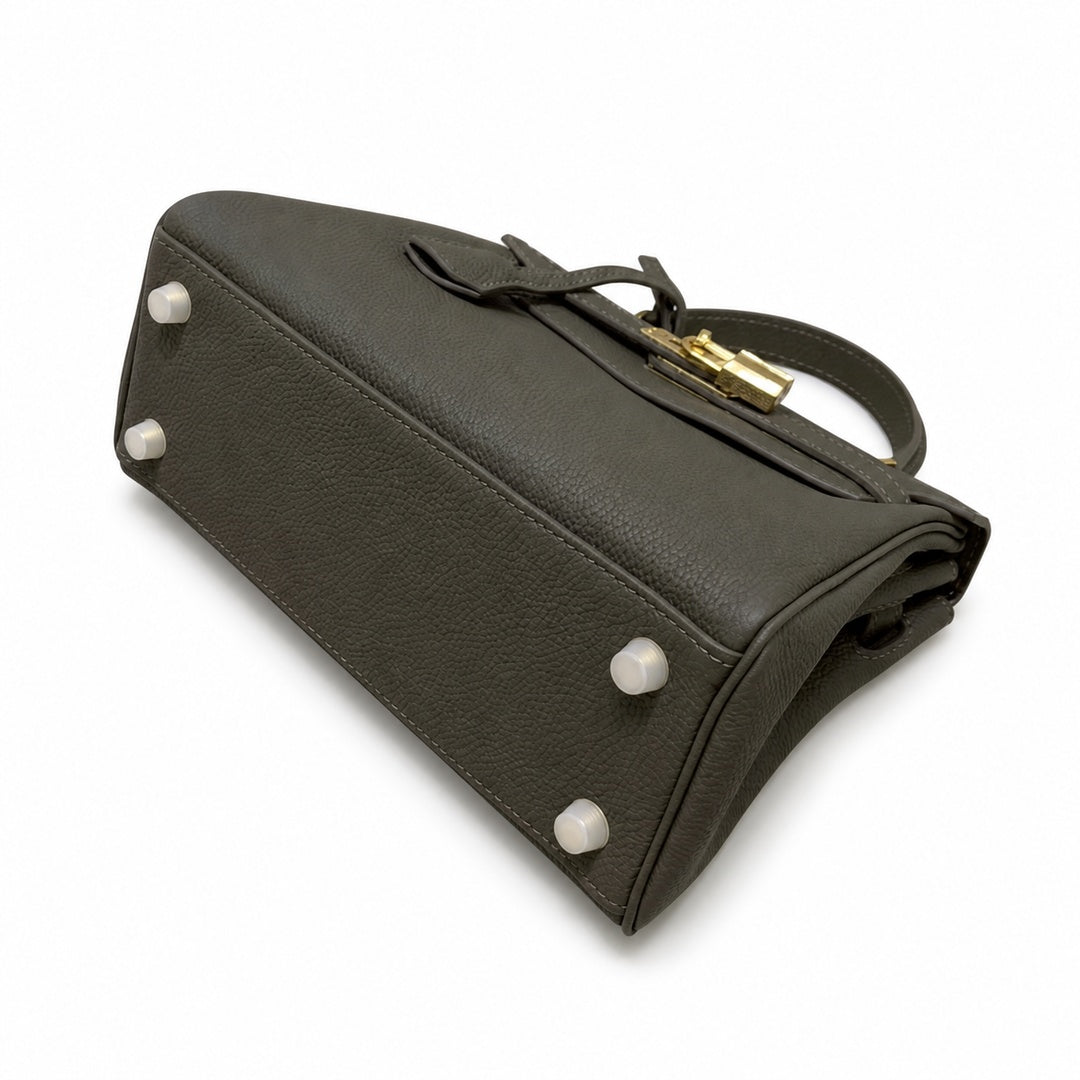 Kelly Sellier 20cm & 25cm & 28cm Gris Asphalte Togo Leather Gold Hardware Women Handbag