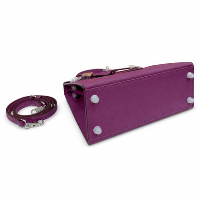 Kelly Sellier 25cm & 28cm Violine Epsom Leather Palladium Hardware Commute Shoulder Handbag