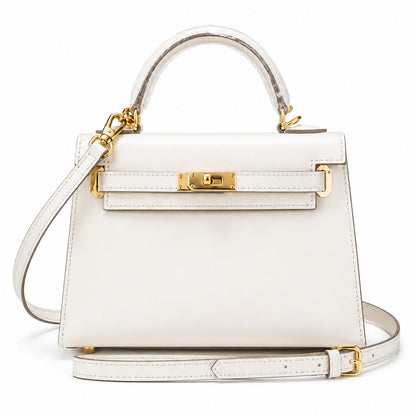 Kelly Sellier 19cm & 22cm & 25cm Craie Box Calf Leather Gold Hardware & Palladium Hardware Women Handbag