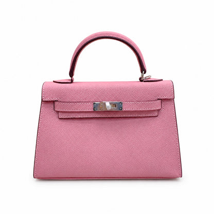Mini Kelly II Sellier 19cm & 22cm Rose Confetti Epsom Leather Palladium Hardware Women Mini Handbag