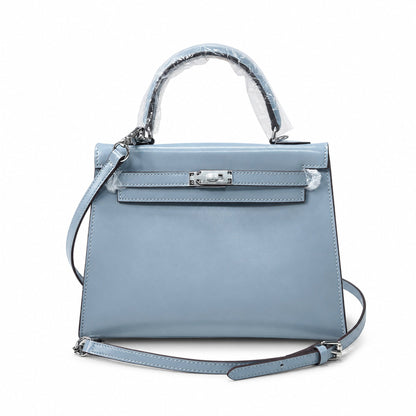 Kelly Sellier 19cm & 22cm & 25cm Bleu Lin Box Calf Leather Gold Hardware & Palladium Hardware Women Handbag