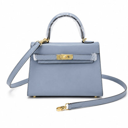 Kelly Sellier 19cm & 22cm & 25cm Bleu Lin Box Calf Leather Gold Hardware & Palladium Hardware Women Handbag