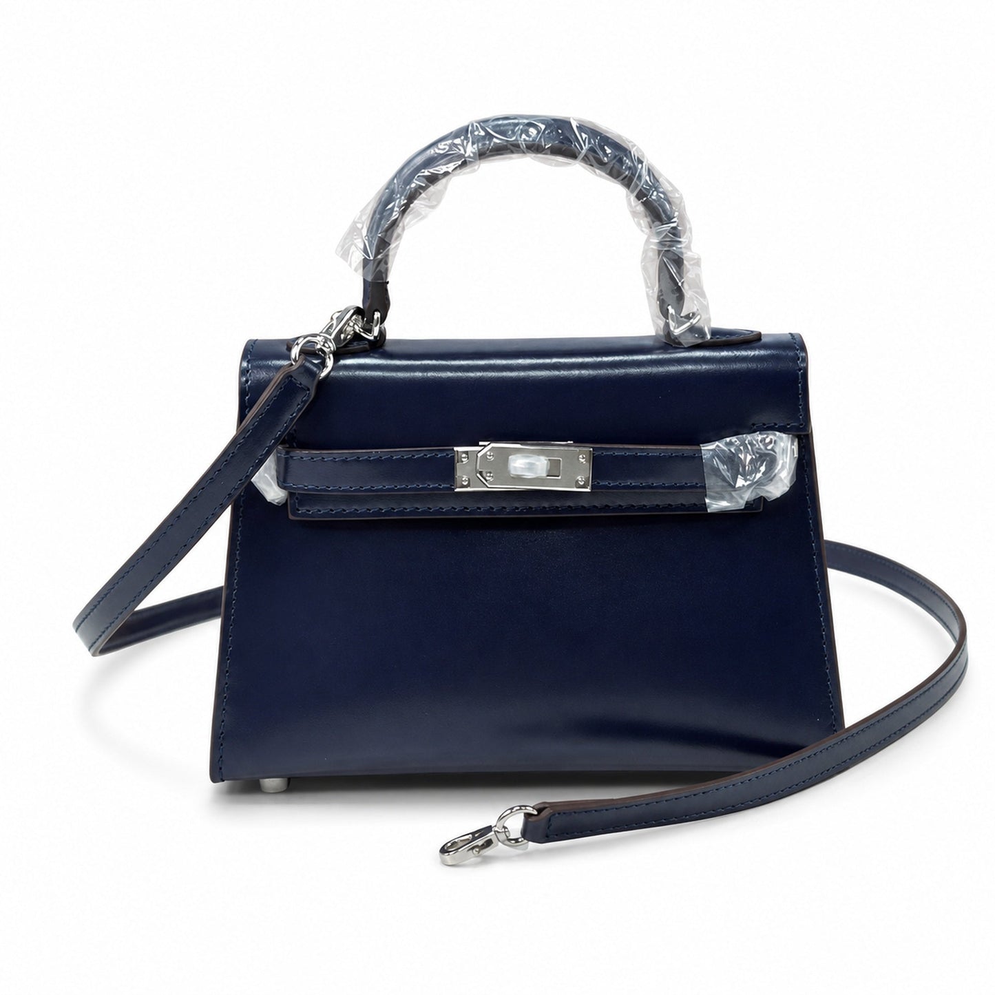 Kelly Sellier 19cm & 22cm & 25cm Bleu Nuit Box Calf Leather Gold Hardware & Palladium Hardware Women Handbag