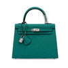 Kelly Sellier 25cm & 28cm Vert Jade Epsom Leather Palladium Hardware Daily Designer Handba