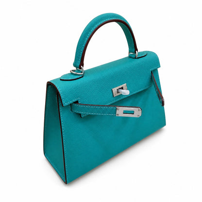 Mini Kelly II Sellier 19cm & 22cm Vert Jade Epsom Leather Palladium Hardware Women Mini Handbag