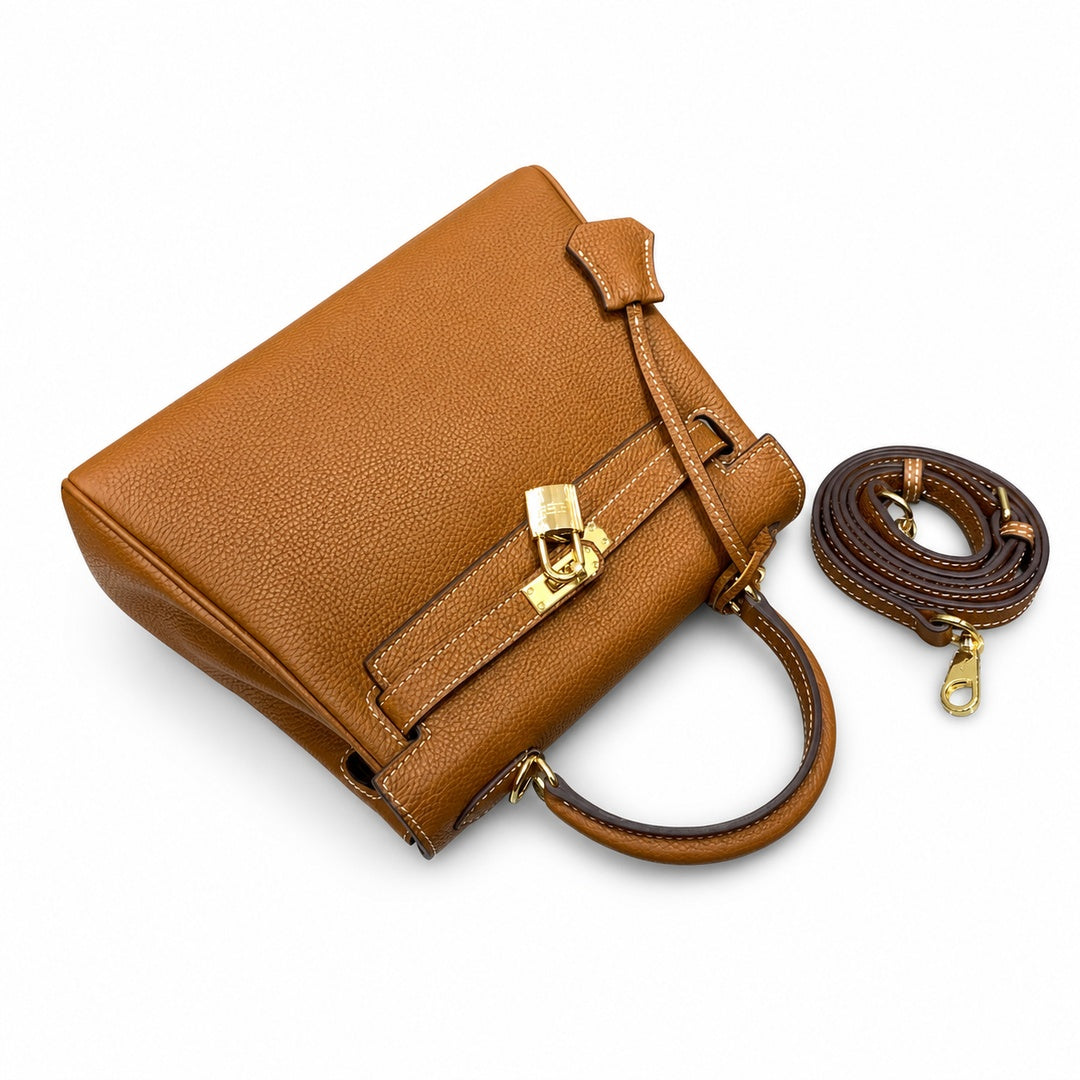 Kelly Sellier 20cm & 25cm & 28cm Gold Togo Leather Gold Hardware Women Handbag
