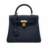 Kelly Sellier 20cm & 25cm & 28cm Bleu Nuit Togo Leather Gold Hardware Women Handbag