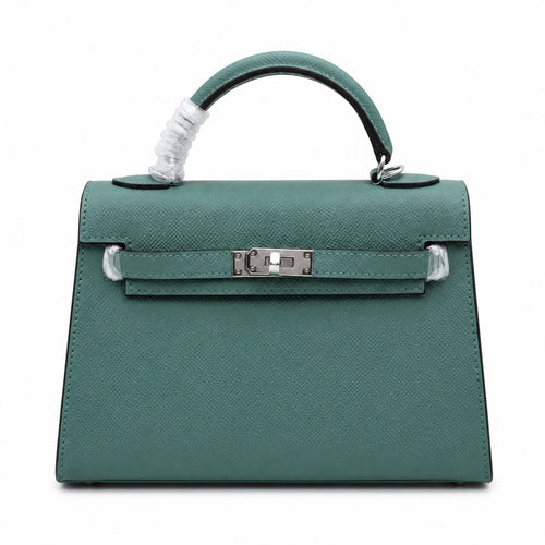 Mini Kelly II Sellier 19cm & 22cm Vert Cypress Epsom Leather Palladium Hardware Women Mini Handbag