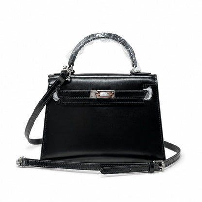 Kelly Sellier 19cm & 22cm & 25cm Noir Box Calf Leather Gold Hardware & Palladium Hardware Women Handbag