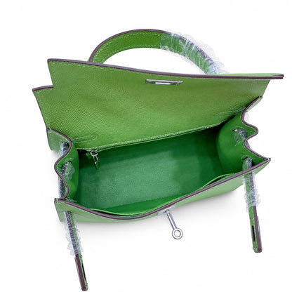 Kelly Sellier 25cm & 28cm Vert Pistache Epsom Leather Palladium Hardware Crossbody Handbag