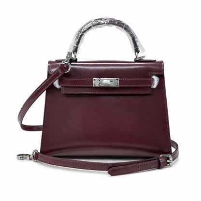 Kelly Sellier 19cm & 22cm & 25cm Rouge H Box Calf Leather Gold Hardware & Palladium Hardware Women Handbag