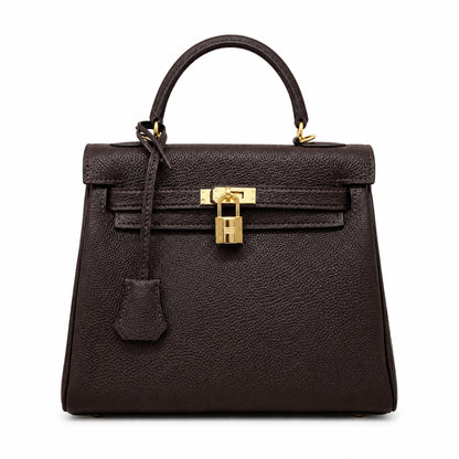 Kelly Sellier 20cm & 25cm & 28cm Marron Foncé Togo Leather Gold Hardware Women Handbag