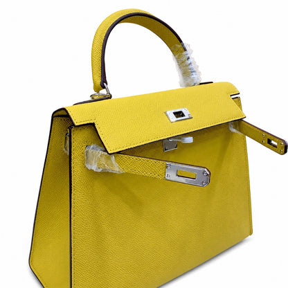 Kelly Sellier 25cm & 28cm Jaune Ambre Epsom Leather Palladium Hardware Women Luxury Handbag