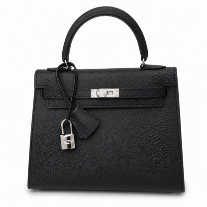 Kelly Sellier 25cm & 28cm Noir Epsom Leather Palladium Hardware Women Luxury Handbag