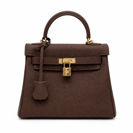 Kelly Sellier 20cm & 25cm & 28cm Havane Togo Leather Gold Hardware Women Handbag