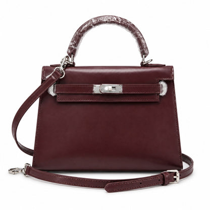 Kelly Sellier 19cm & 22cm & 25cm Rouge H Box Calf Leather Gold Hardware & Palladium Hardware Women Handbag