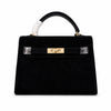 Kelly Sellier 22cm Noir Suede Leather Gold Hardware Women Mini Handbag