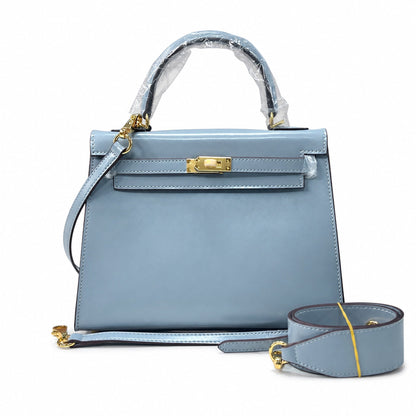 Kelly Sellier 19cm & 22cm & 25cm Bleu Lin Box Calf Leather Gold Hardware & Palladium Hardware Women Handbag