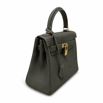 Kelly Sellier 20cm & 25cm & 28cm Gris Asphalte Togo Leather Gold Hardware Women Handbag
