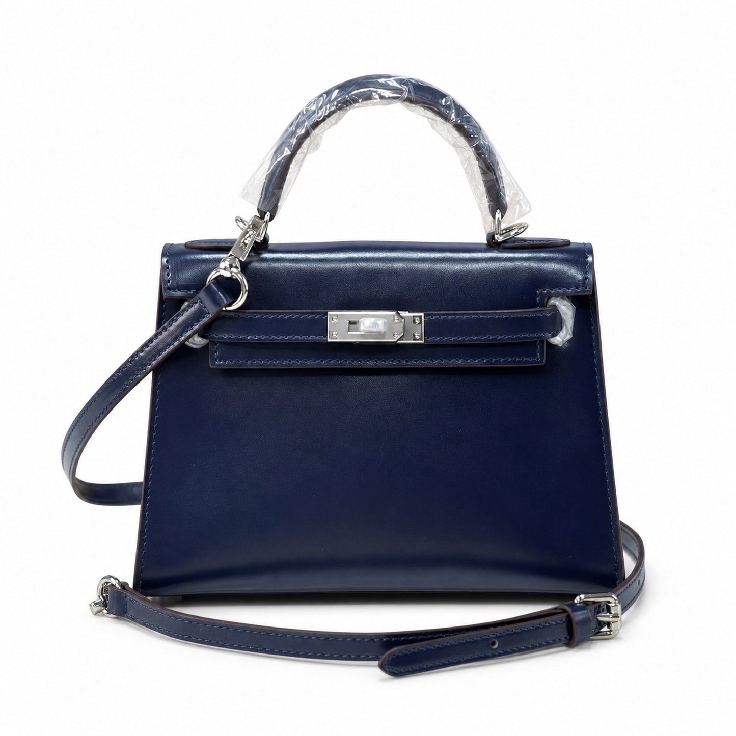 Kelly Sellier 19cm & 22cm & 25cm Bleu Nuit Box Calf Leather Gold Hardware & Palladium Hardware Women Handbag
