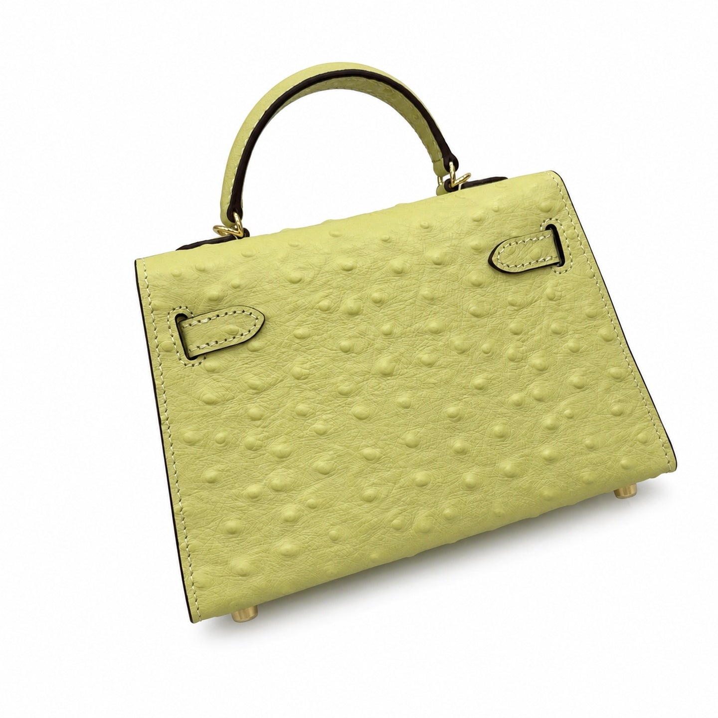 Mini Kelly II 19cm Sellier Jaune Poussin Ostrich Gold Hardware Luxury Mini Handbag