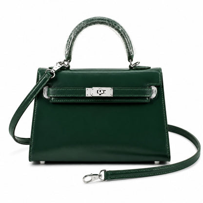 Kelly Sellier 19cm & 22cm & 25cm Vert Fonce Box Calf Leather Gold Hardware & Palladium Hardware Women Handbag