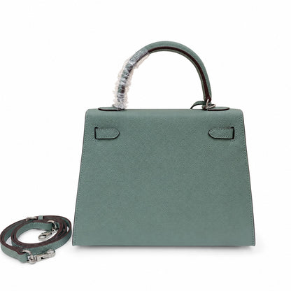 Kelly Sellier 25cm & 28cm Vert Cypress Epsom Leather Palladium Hardware Commute Shoulder Handbag