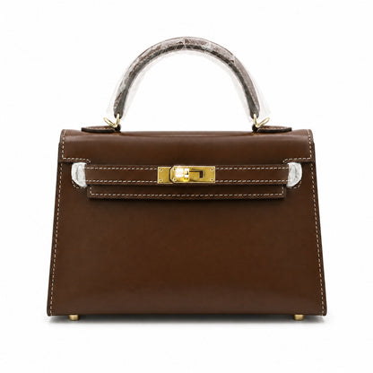 Kelly Sellier 19cm & 22cm & 25cm Ebene Box Calf Leather Gold Hardware & Palladium Hardware Women Handbag
