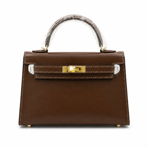 Kelly Sellier 19cm & 22cm & 25cm Ebene Box Calf Leather Gold Hardware & Palladium Hardware Women Handbag