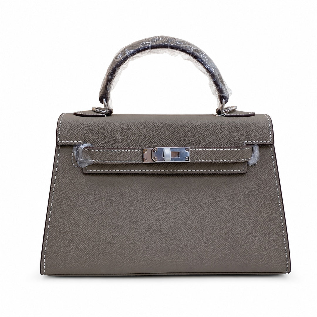Mini Kelly II Sellier 19cm & 22cm Gris Asphalte Epsom Leather Palladium Hardware Women Mini Handbag
