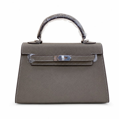 Mini Kelly II Sellier 19cm & 22cm Gris Asphalte Epsom Leather Palladium Hardware Women Mini Handbag