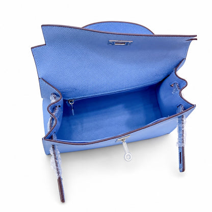 Kelly Sellier 25cm & 28cm Bleu Brume Epsom Leather Palladium Hardware Vintage Women Handbag
