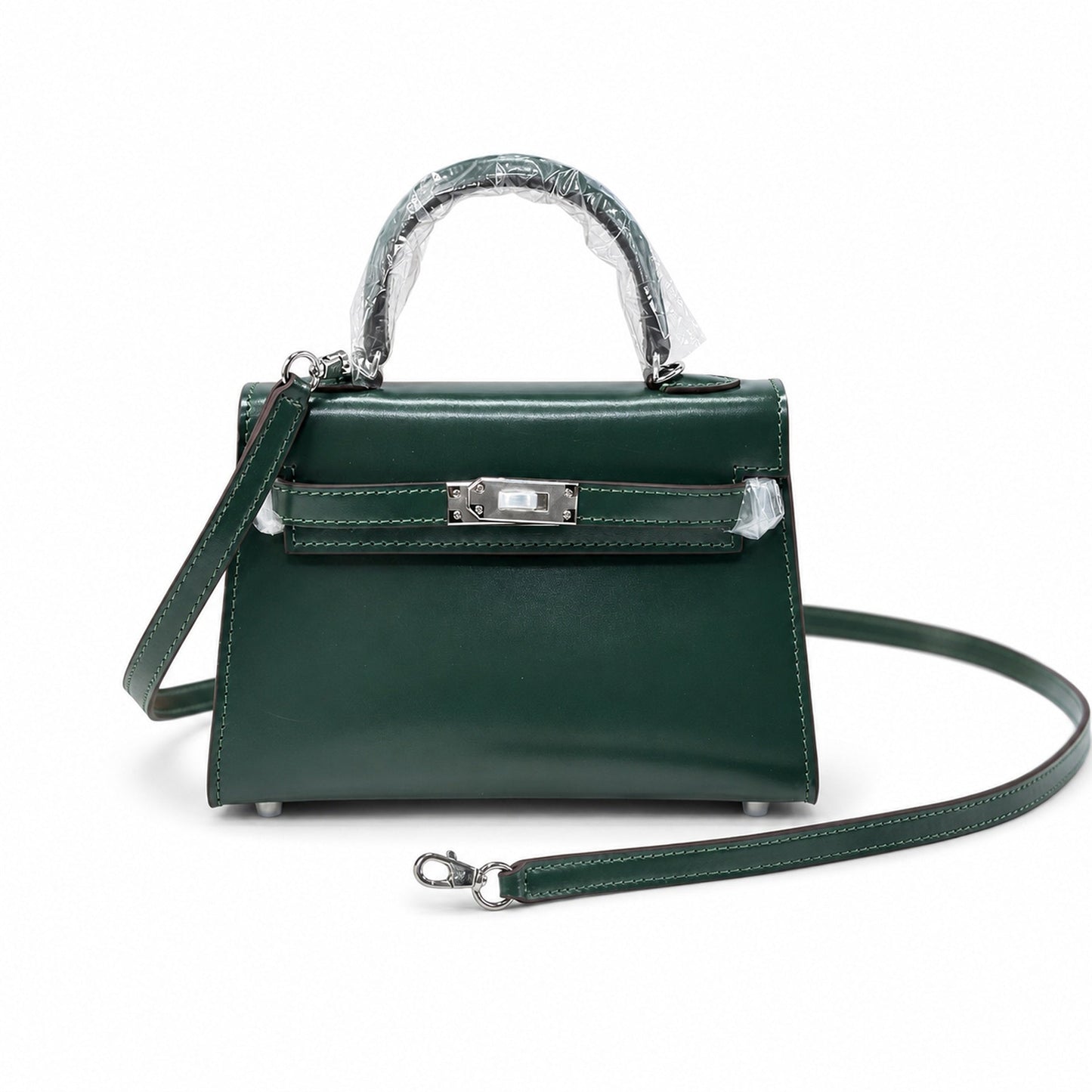 Kelly Sellier 19cm & 22cm & 25cm Vert Fonce Box Calf Leather Gold Hardware & Palladium Hardware Women Handbag
