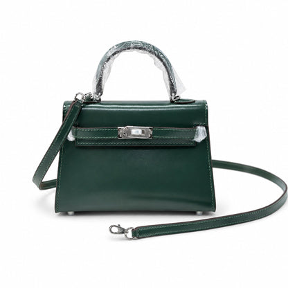Kelly Sellier 19cm & 22cm & 25cm Vert Fonce Box Calf Leather Gold Hardware & Palladium Hardware Women Handbag