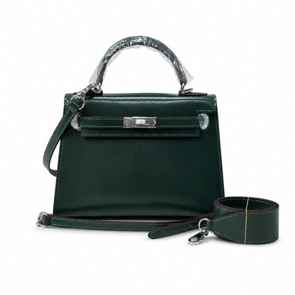 Kelly Sellier 19cm & 22cm & 25cm Vert Fonce Box Calf Leather Gold Hardware & Palladium Hardware Women Handbag