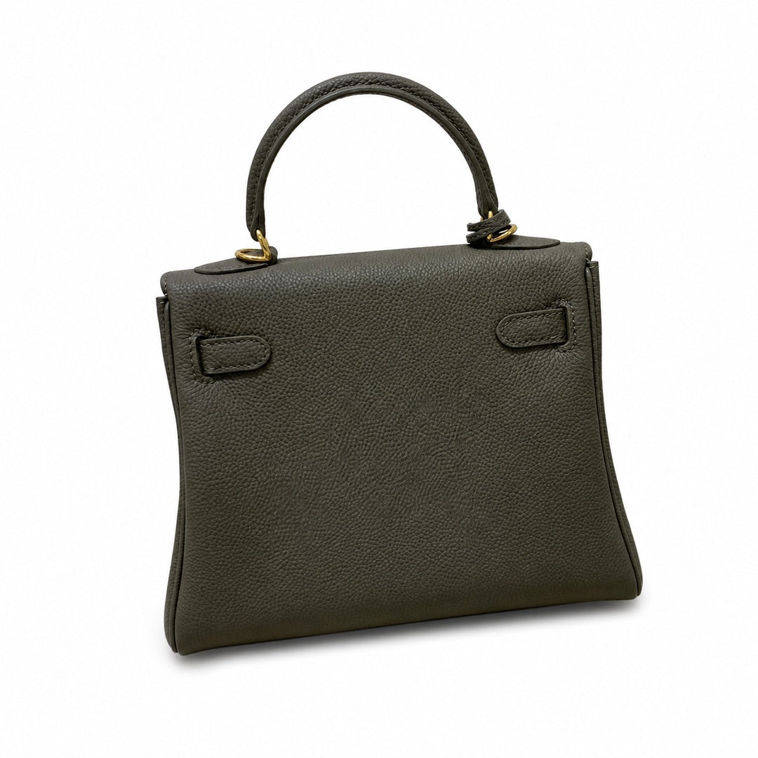 Kelly Sellier 20cm & 25cm & 28cm Gris Asphalte Togo Leather Gold Hardware Women Handbag