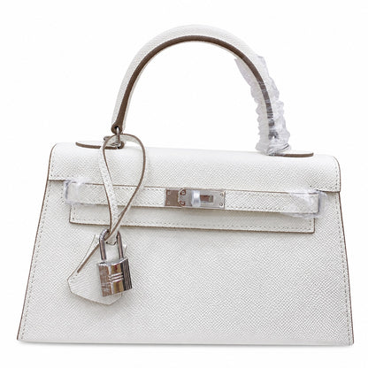 Kelly Sellier 25cm & 28cm Craie Epsom Leather Palladium Hardware Women Luxury Handbag