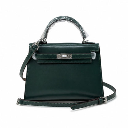 Kelly Sellier 19cm & 22cm & 25cm Vert Fonce Box Calf Leather Gold Hardware & Palladium Hardware Women Handbag