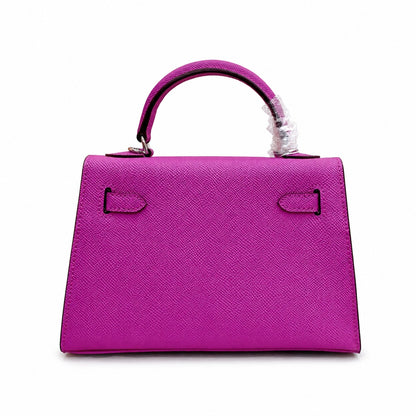 Mini Kelly II Sellier 19cm & 22cm Rose Pourpre Epsom Leather Palladium Hardware Women Mini Handbag