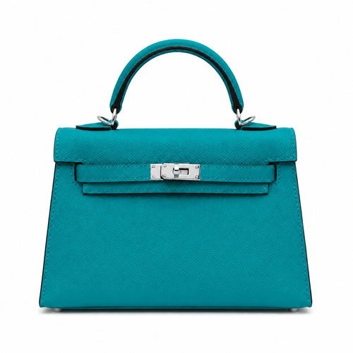 Mini Kelly II Sellier 19cm & 22cm Vert Jade Epsom Leather Palladium Hardware Women Mini Handbag