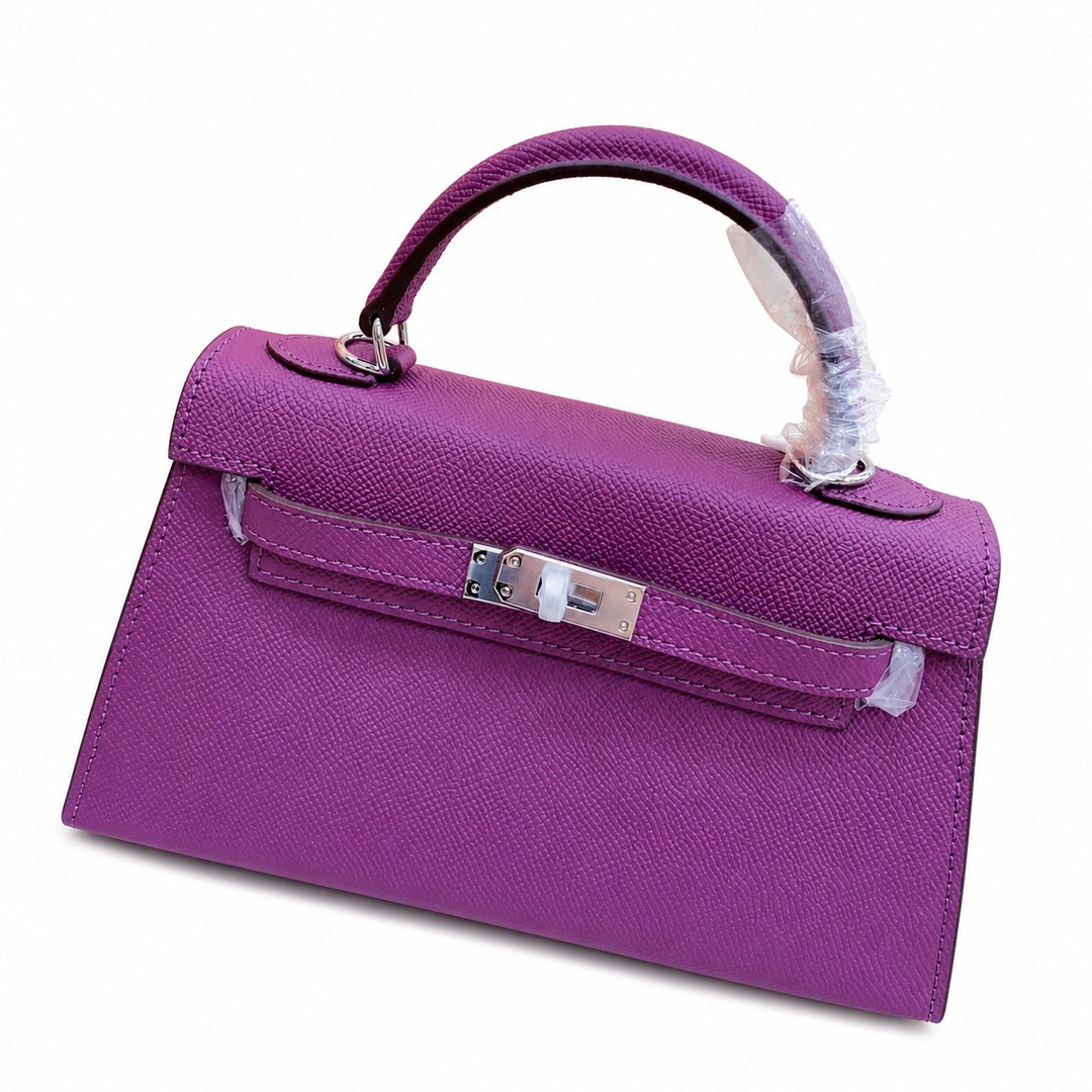 Mini Kelly II Sellier 19cm & 22cm Violet Epsom Leather Palladium Hardware Women Mini Handbag