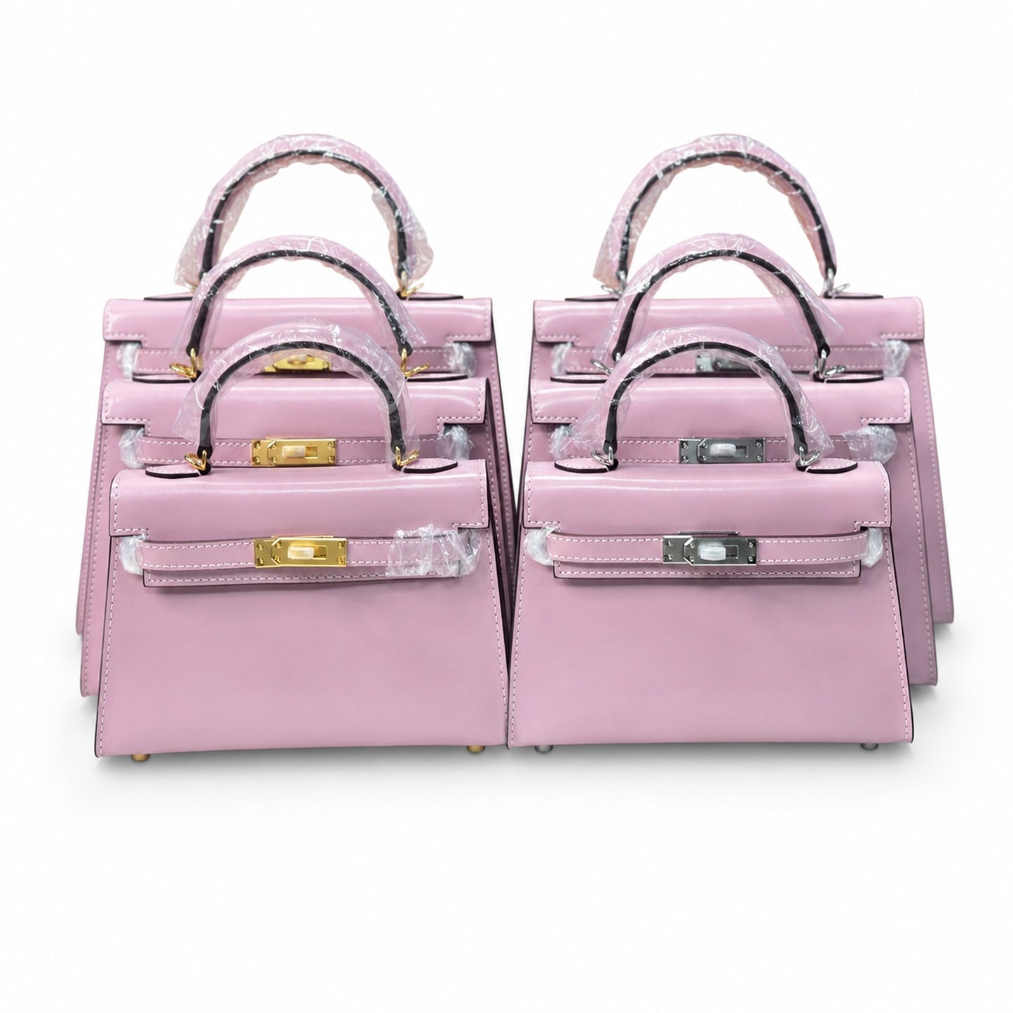 Kelly Sellier 19cm & 22cm & 25cm Rose Sakura Box Calf Leather Gold Hardware & Palladium Hardware Women Handbag