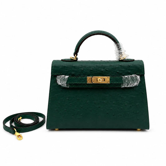Mini Kelly II Sellier 19cm Vert Cypress Epsom Leather Gold Hardware Mini Women Handbag